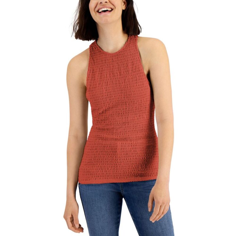 INC International Concepts Womens Smocked Halter Top